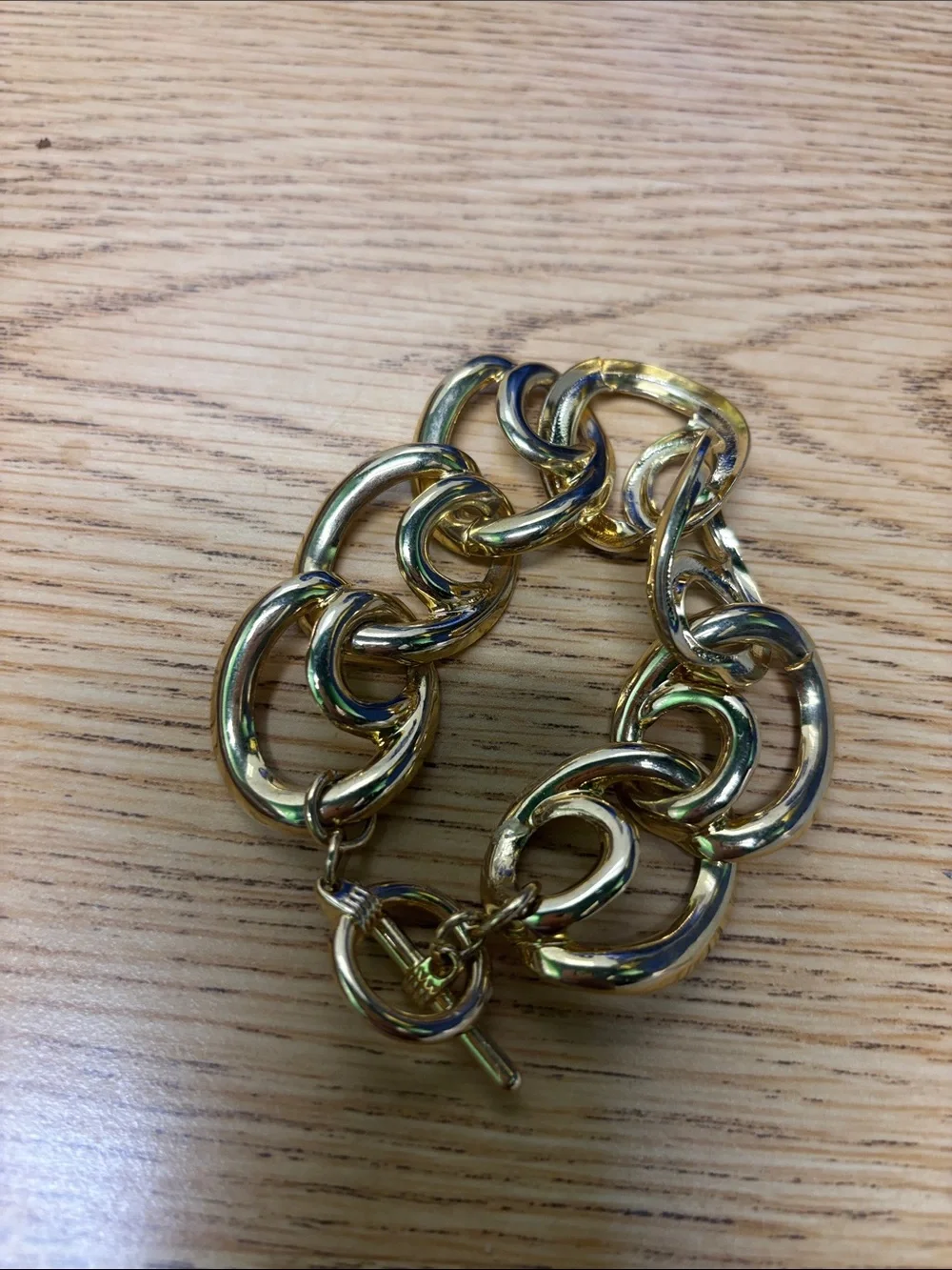 Polished Gold Link Toggle Bracelet - Women Jewelry